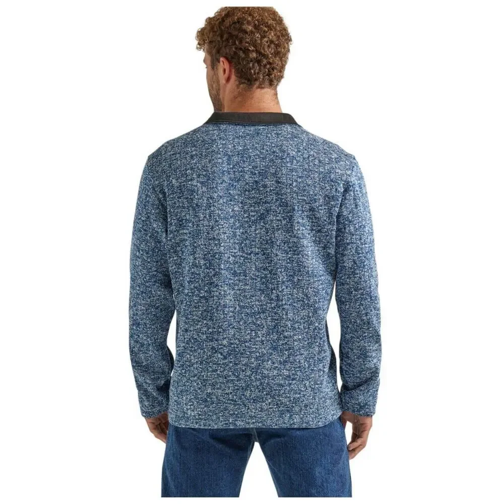 Wrangler George Strait Fleece Sweater Mens Sz M Western Work Farm Blue 1/4 Zip - Picture 2 of 15